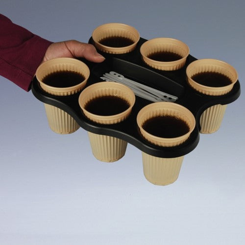 3 Becher-Trays, PS 22,4 cm x 24,4 cm x 2,4 cm schwarz für 6 Becher