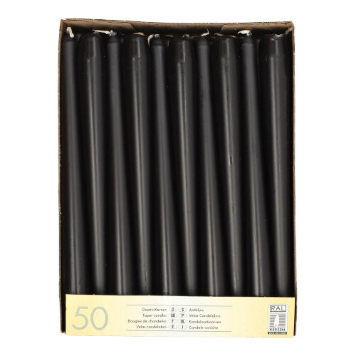 50 Leuchterkerzen Ø 2,2 cm · 25 cm schwarz