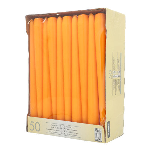 50 Leuchterkerzen Ø 2,2 cm · 25 cm orange