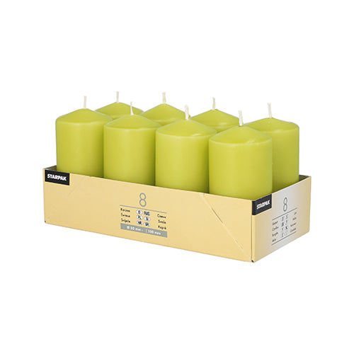 8 Stumpenkerzen Ø 50 mm · 100 mm kiwi