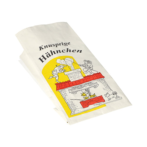 100 Hähnchenbeutel, Papier mit Alu-Einlage 24 cm x 10,5 cm x 6 cm "Max & Moritz" 1/2
