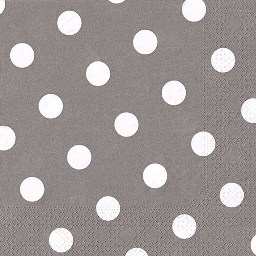 20 Servietten, 3-lagig 1/4-Falz 40 cm x 40 cm grau "Dots"