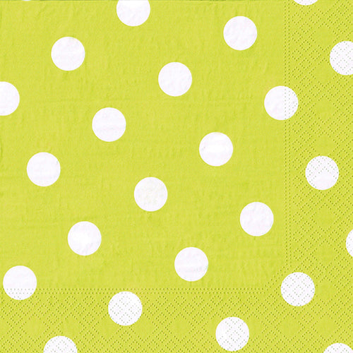 20 Servietten, 3-lagig 1/4-Falz 40 cm x 40 cm limonengrün "Dots"