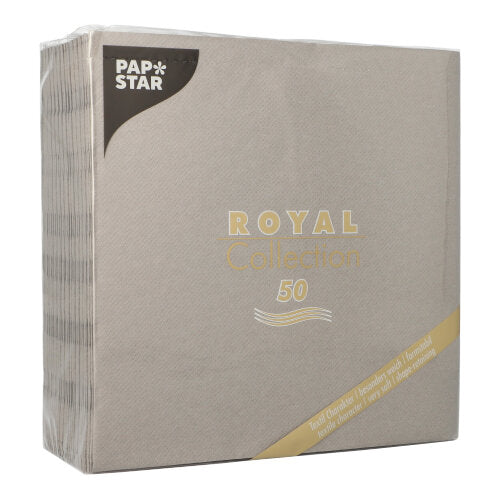 50 Servietten "ROYAL Collection" 1/4-Falz 40 cm x 40 cm grau