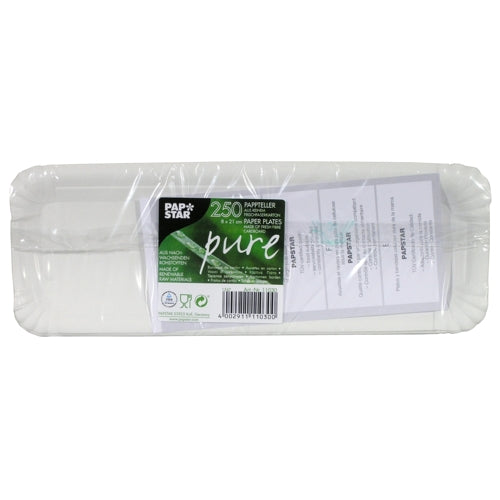 250 Teller, Pappe "pure" eckig 8 cm x 23 cm weiss