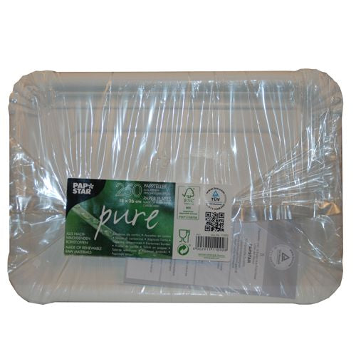 250 Teller, Pappe "pure" eckig 18 cm x 26 cm weiss