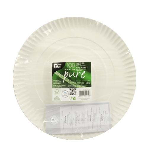 100 Teller, Pappe "pure" rund Ø 26 cm · 2 cm weiss