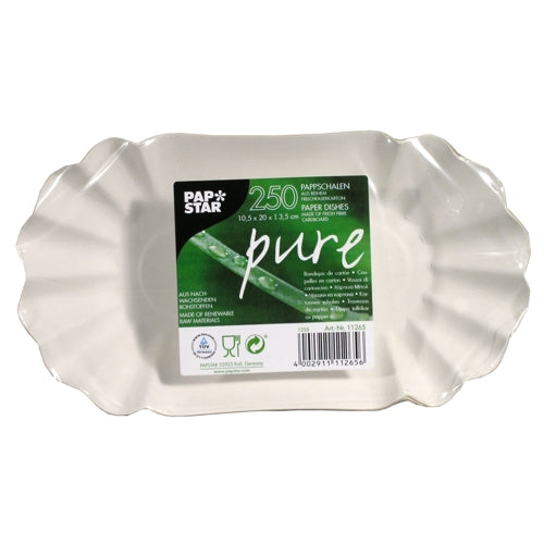 250 Schalen, Pappe "pure" oval 10,5 cm x 20 cm x 3,5 cm weiss