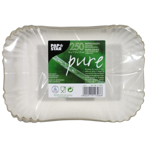 250 Schalen, Pappe "pure" eckig 13 cm x 17,5 cm x 3 cm weiss