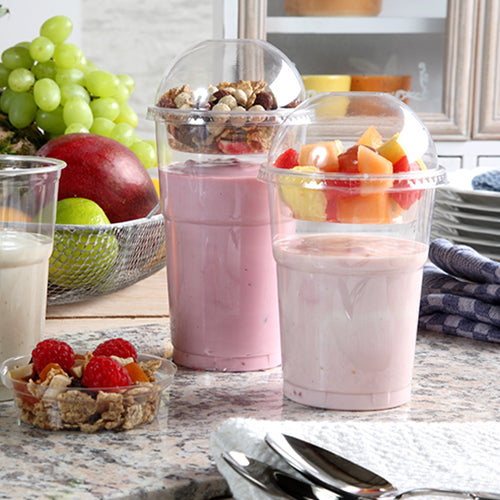 50 Dom-Deckel "Hurricane", PET rund Ø 9,5 cm · 4,5 cm glasklar ohne Lochung