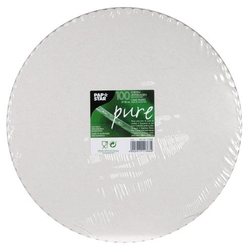 100 Tortenunterlagen, Pappe "pure" rund Ø 28 cm weiss mit gezacktem Rand