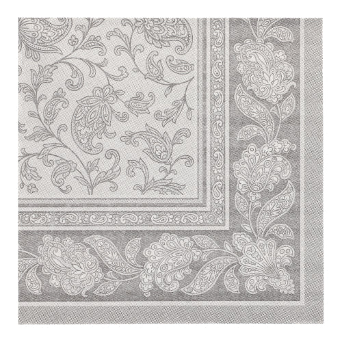 20 Servietten "ROYAL Collection" 1/4-Falz 40 cm x 40 cm grau "Ornaments"