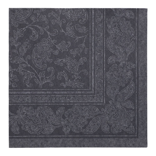 20 Servietten "ROYAL Collection" 1/4-Falz 40 cm x 40 cm schwarz "Ornaments"