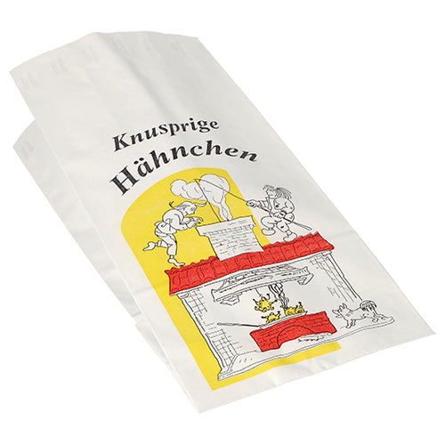 100 Hähnchenbeutel, Papier mit Alu-Einlage 28 cm x 13 cm x 8 cm "Max & Moritz" 1/1