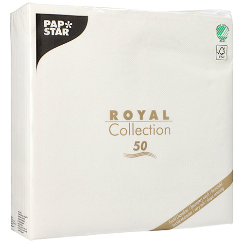 50 Servietten "ROYAL Collection" 1/4-Falz 48 cm x 48 cm weiss