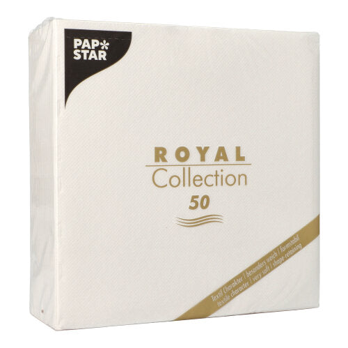 50 Servietten "ROYAL Collection" 1/4-Falz 40 cm x 40 cm weiss