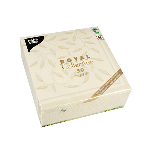 50 Servietten "ROYAL Collection" 1/4-Falz 40 cm x 40 cm champagner "New Mediterran"