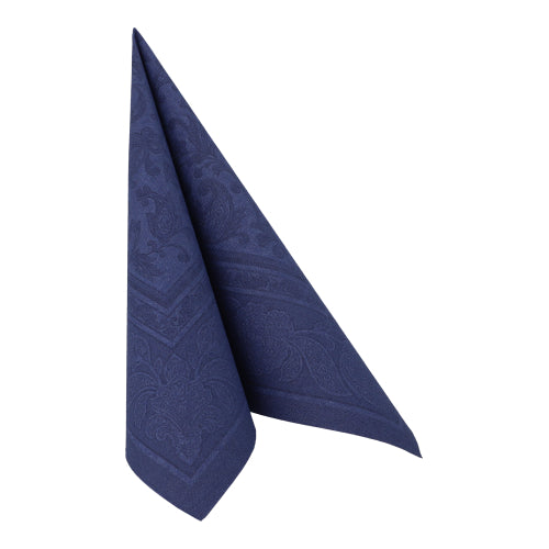 50 Servietten "ROYAL Collection" 1/4-Falz 40 cm x 40 cm dunkelblau "Ornaments"
