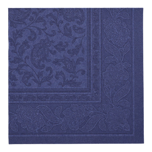 50 Servietten "ROYAL Collection" 1/4-Falz 40 cm x 40 cm dunkelblau "Ornaments"