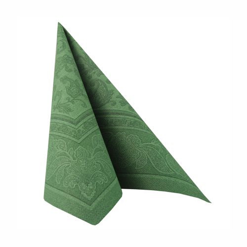 50 Servietten "ROYAL Collection" 1/4-Falz 40 cm x 40 cm dunkelgrün "Ornaments"