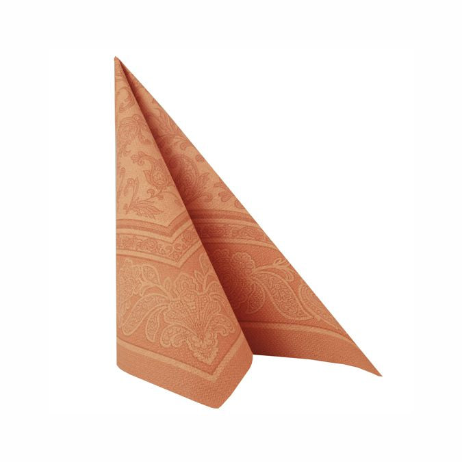50 Servietten "ROYAL Collection" 1/4-Falz 40 cm x 40 cm terracotta "Ornaments"