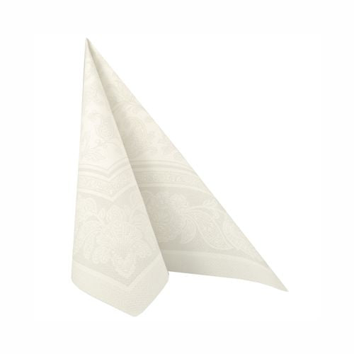 50 Servietten "ROYAL Collection" 1/4-Falz 40 cm x 40 cm weiss "Ornaments"