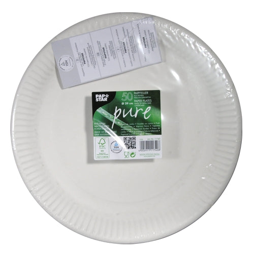 50 Teller, Pappe "pure" rund Ø 29 cm weiss