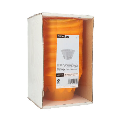 50 Eis- und Dessertschalen, PS rund 500 ml Ø 13 cm · 7,5 cm orange