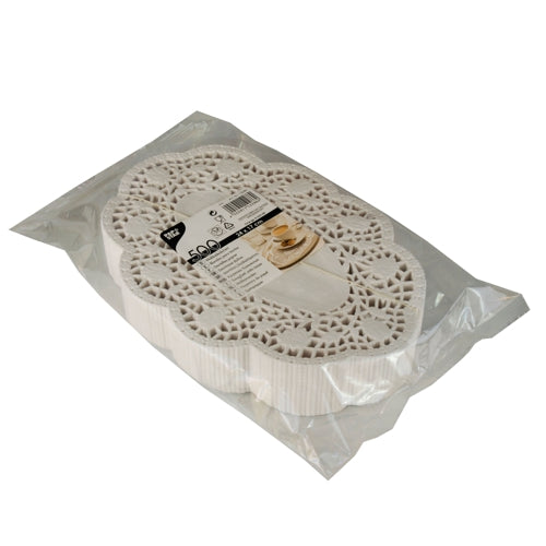 500 Mokkadeckchen oval 24 cm x 16,5 cm weiss
