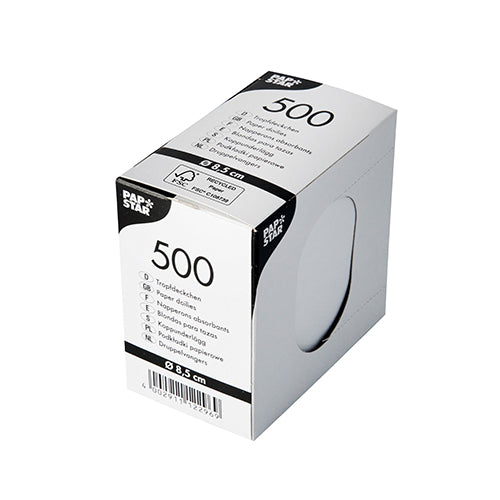 500 Tropfdeckchen rund Ø 8,5 cm weiss