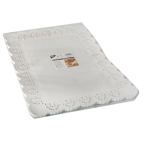 100 Spitzenpapiere eckig 45 cm x 32 cm weiss