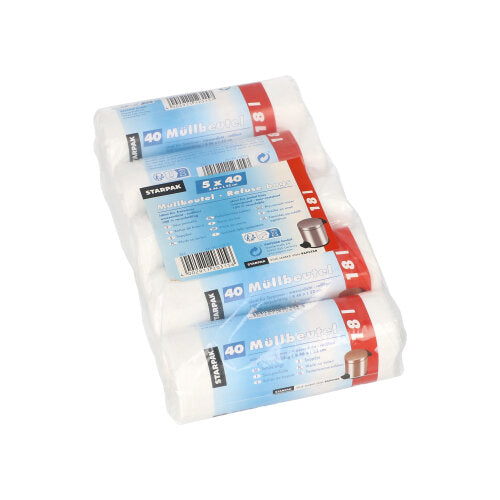 40 Müllbeutel, HDPE 18 l 52 cm x 46 cm weiss