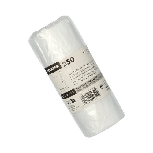 250 Hemdchen-Tragetaschen, HDPE 48 cm x 22 cm x 12 cm transparent Knotenbeutel