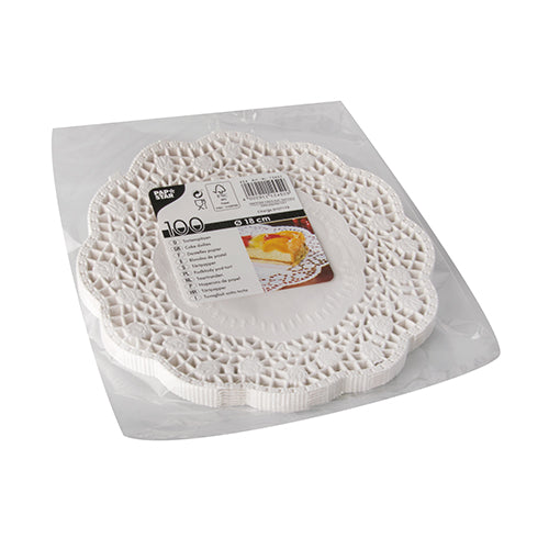100 Tortenspitzen rund Ø 18 cm weiss