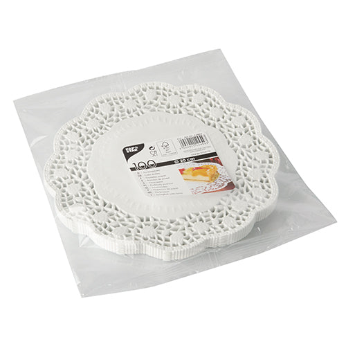 100 Tortenspitzen rund Ø 20 cm weiss