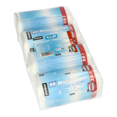 200 Müllbeutel, HDPE 35 l 69 cm x 55 cm transparent