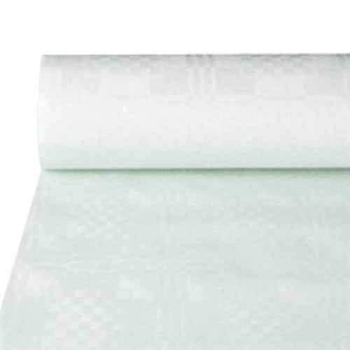 Papiertischtuch mit Damastprägung 50 m x 1 m weiss