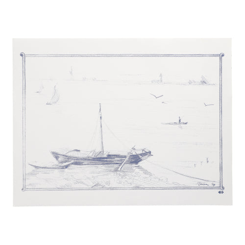 100 Tischsets, Papier 30 cm x 40 cm weiss "Ruderboot"