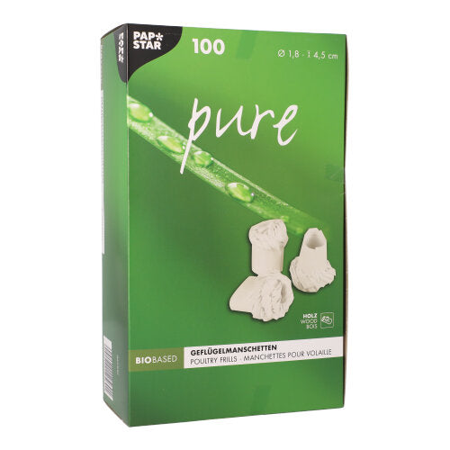 100 Geflügelmanschetten "pure" Ø 1,8 cm · 4,5 cm weiss