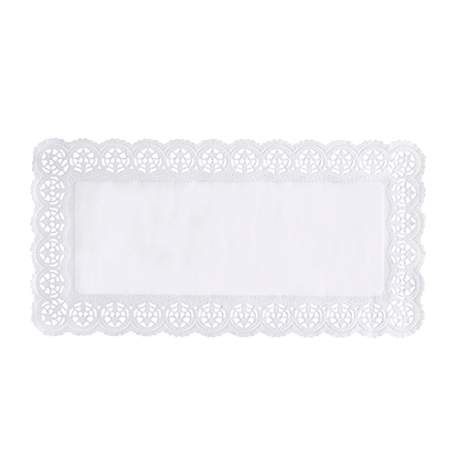 6 Spitzenpapiere eckig 40 cm x 20 cm weiss