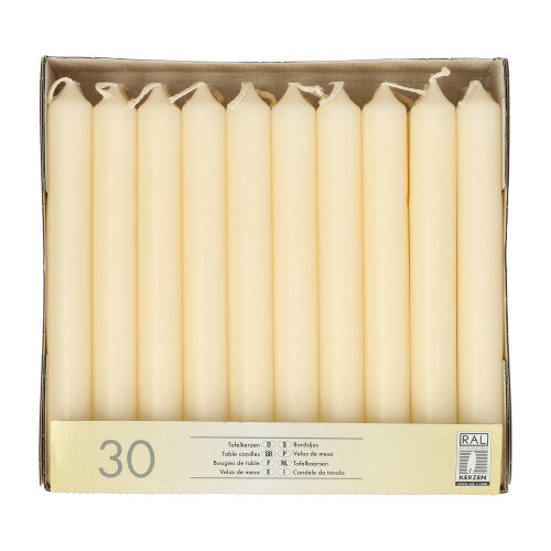30 Tafelkerzen Ø 2,1 cm · 19,6 cm creme