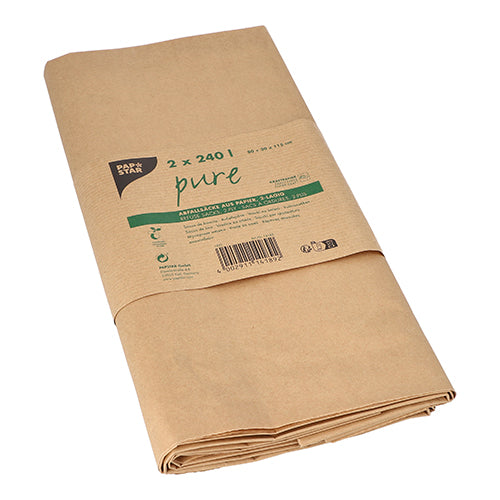 2 Abfallsäcke aus Papier "pure" 240 l 115 cm x 80 cm x 30 cm braun , 2-lagig