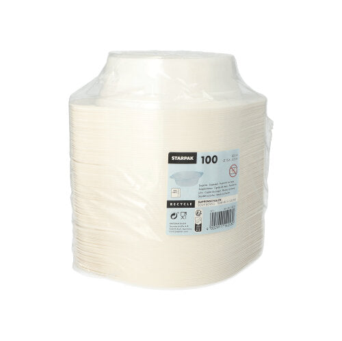 100 Suppenschalen, PP rund 500 ml Ø 15,6 cm · 4,5 cm weiss mit Anfasser