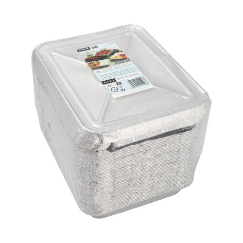 50 Menüschalen + Deckel, Alu 2-geteilt 0,83 l 3 cm x 17,7 cm x 22,5 cm