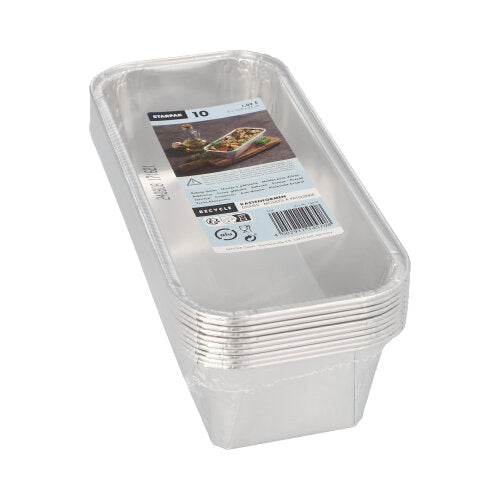 10 Kastenformen, Alu eckig 1,09 l 6 cm x 10,2 cm x 23 cm