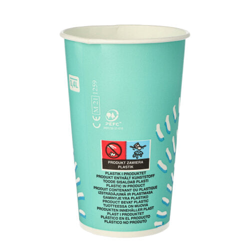 50 Trinkbecher für Kaltgetränke, Pappe 0,4 l Ø 8,97 cm · 13,5 cm türkis