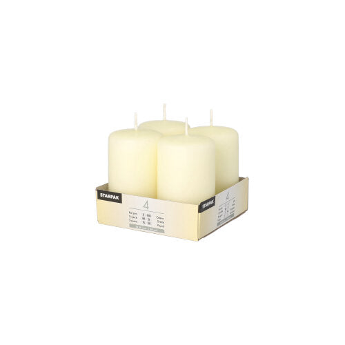 4 Stumpenkerzen Ø 50 mm · 80 mm elfenbein "Ivory" mit Flachkopf