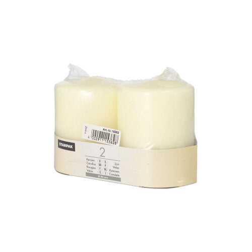 2 Stumpenkerzen Ø 80 mm · 100 mm elfenbein "Ivory" mit Flachkopf