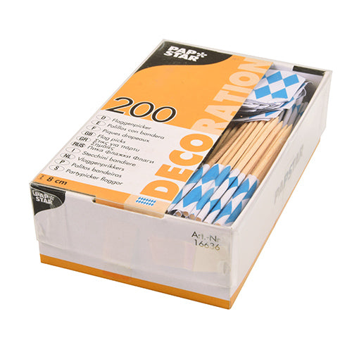 200 Deko-Picker 8 cm "Bayrisch Blau"