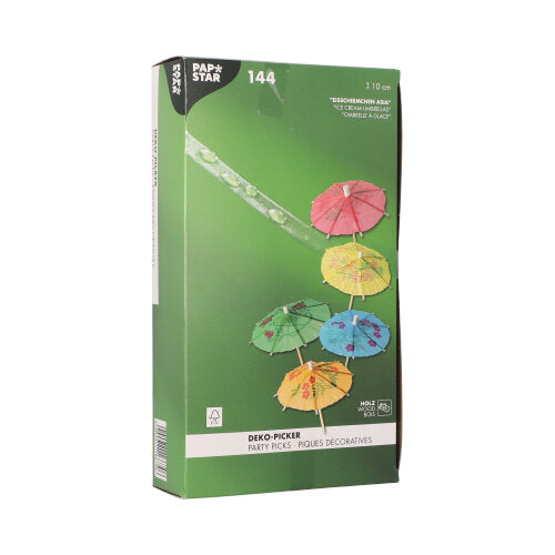 144 Deko-Picker 10 cm farbig sortiert "Eisschirmchen"